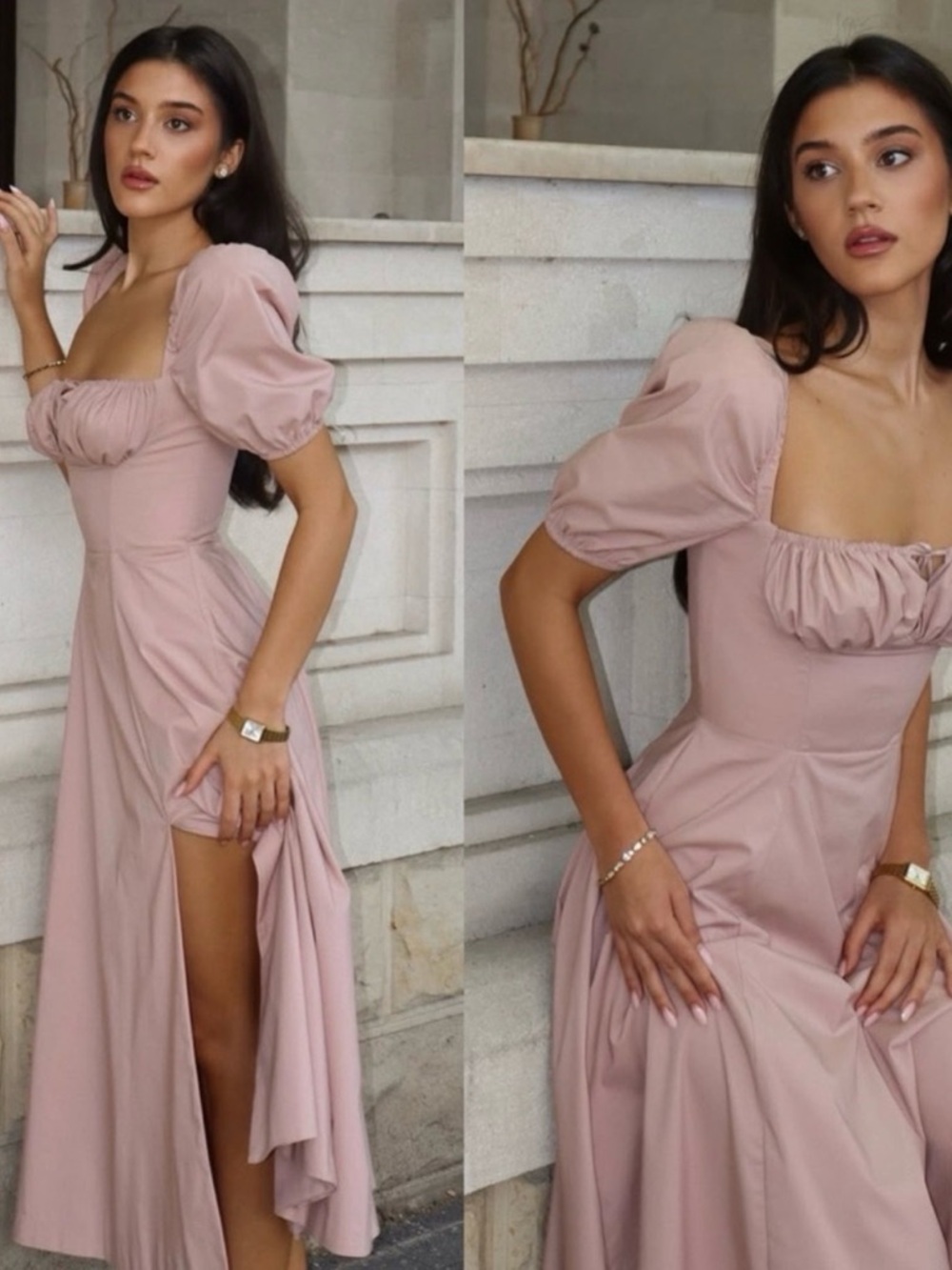 HOUSE OF CB 'Tallulah' Blush Puff Sleeve Midi Sundress /XSmall US2-4 $209